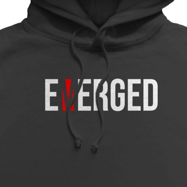 Pullover hoodie with Emerged print on the front