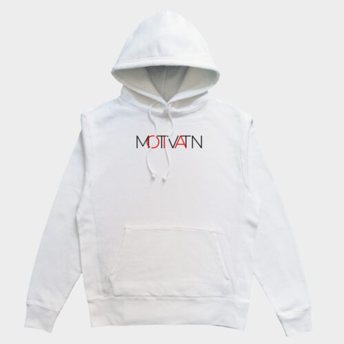 Pullover hoodie with minimalist style Motivatn print in front