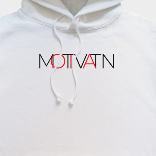 Pullover hoodie with minimalist style Motivatn print in front