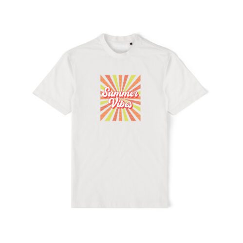 Summer Vibes print with retro sun rays background