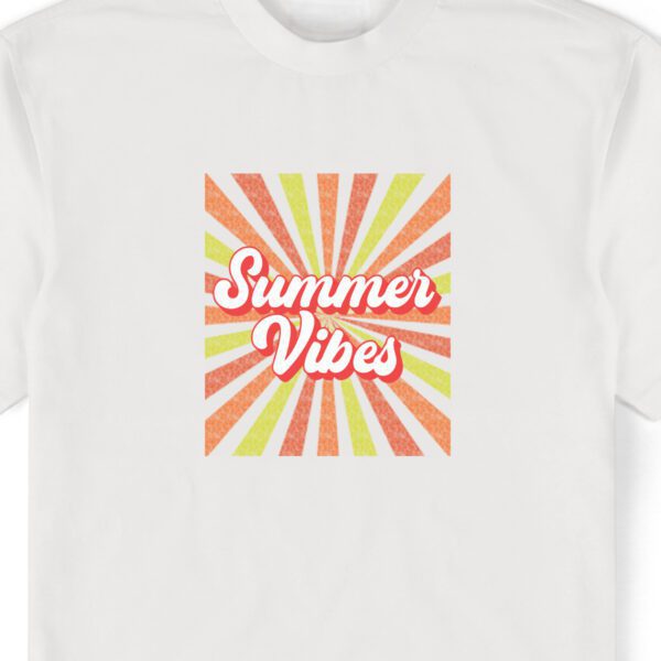 Summer Vibes print with retro sun rays background