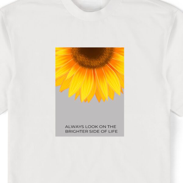 sunflower print on white tee zoomed