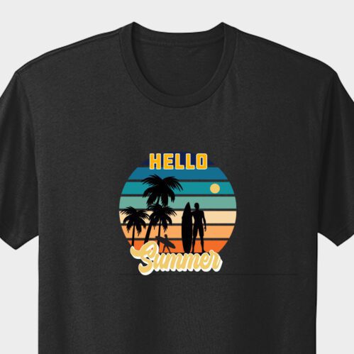 Hello summer print retro style